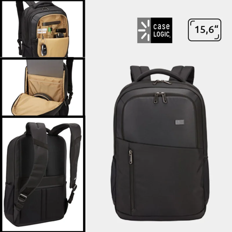 Zaino porta pc Case Logic da 15.6” in poliestere con tasca organizzativa frontale e doppie tasche laterali espandibili