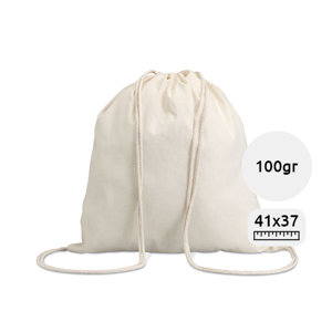 Sacca 100% in cotone con chiusrua a coulisse in colore naturale da 100gr 37X41cm