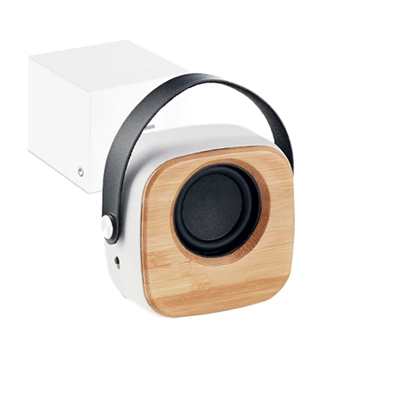 Cassa Wireless Bluetooth 5.0 in ABS e bambù con manico in PU
