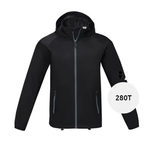 Giacca leggera da uomo in tessuto ripstop 280T con rivestimento impermeabile e chiusura a zip