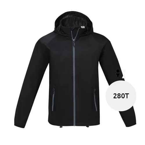 Giacca leggera da uomo in tessuto ripstop 280T con rivestimento impermeabile e chiusura a zip