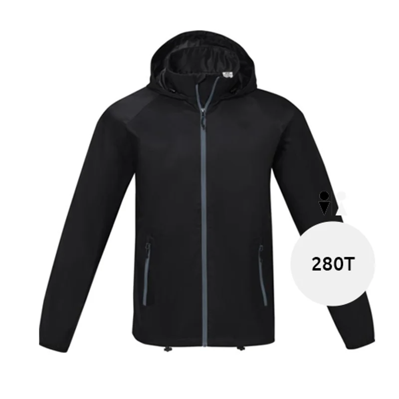 Giacca leggera da uomo in tessuto ripstop 280T con rivestimento impermeabile e chiusura a zip