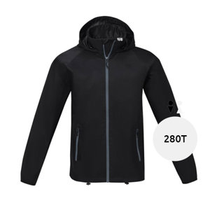 Giacca leggera da uomo in tessuto ripstop 280T con rivestimento impermeabile e chiusura a zip