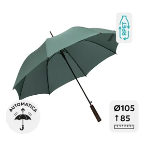 Ombrello RPET automatico 23” con manico in legno dritto