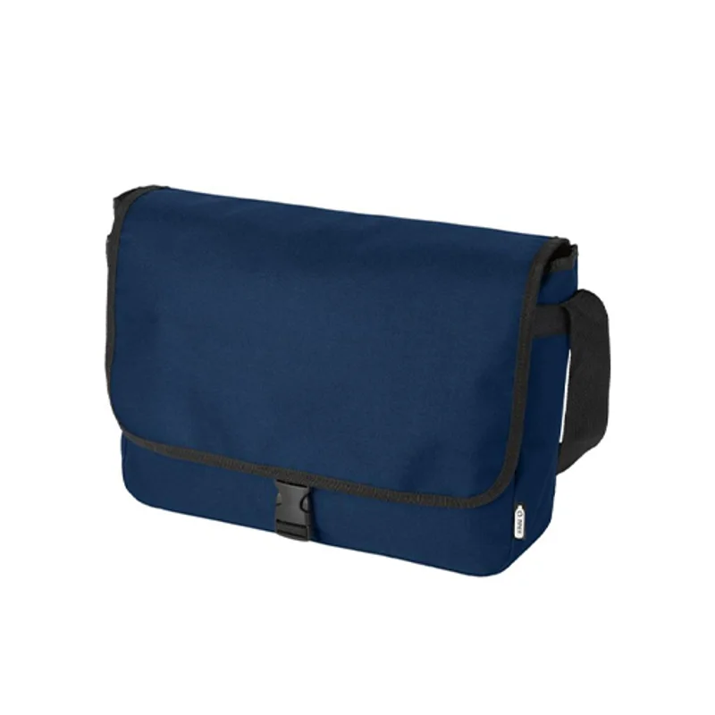 Borsa a tracolla in RPET con chiusura a patella e fibbia 34x9x25cm