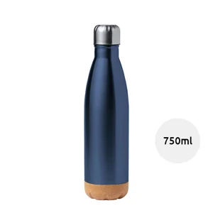 Borraccia a forma di bottiglia in acciaio inossidabile con base in sughero naturale da 750ml
