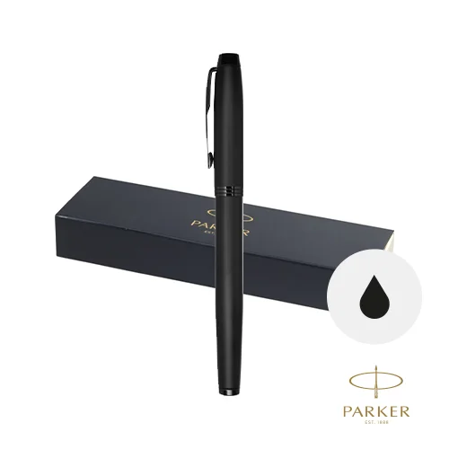 Penna roller Parker in acciaio inox con finitura opaca e rivestimento in PVD refill nero