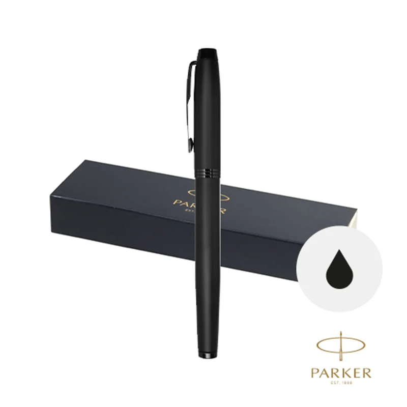 Penna roller Parker in acciaio inox con finitura opaca e rivestimento in PVD refill nero