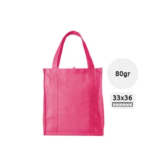 Shopper per la spesa in TNT a soffietto con manci e bordi di sostegno da 80gr 33x25x36cm