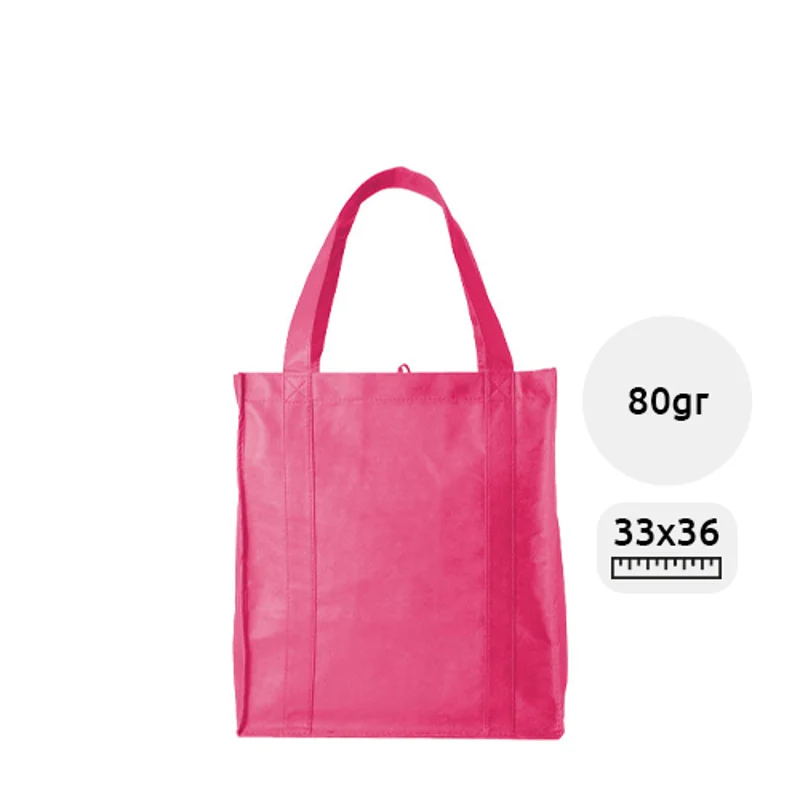 Shopper per la spesa in TNT a soffietto con manci e bordi di sostegno da 80gr 33x25x36cm