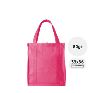 Shopper per la spesa in TNT a soffietto con manci e bordi di sostegno da 80gr 33x25x36cm