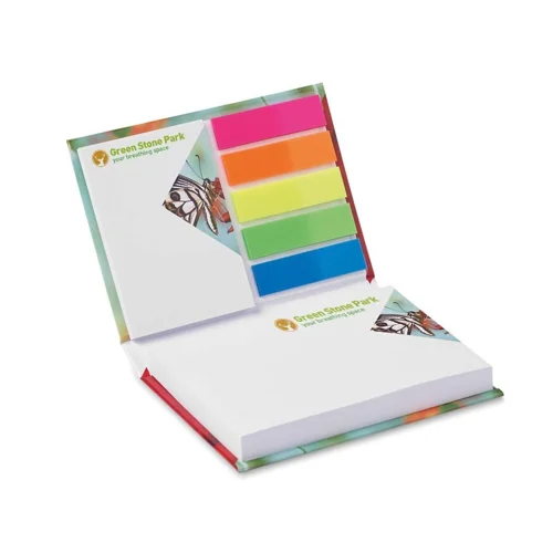 Blocco di 2 foglietti adesivi bianchi con Copertina rigida e 5 label colorati