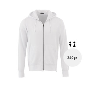 Felpa da adulto unisex colori assortiti con cappuccio e cerniera in cotone e poliestere 240gr