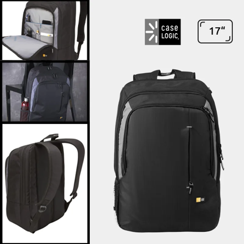 Zaino porta pc Case Logic da 17'' in nylon con pannello organizer e tasca di sicurezza