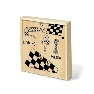 Set giochi 4in1 in legno di scacchi, dadi, mikado e domino
