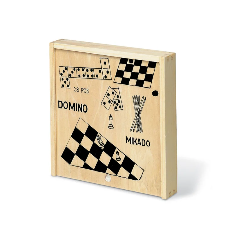 Set giochi 4in1 in legno di scacchi, dadi, mikado e domino