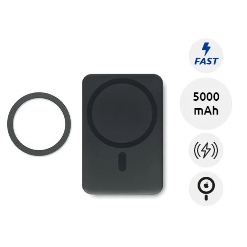 Power bank wireless con ricarica veloce da 15W e capienza da 5000 mah e anello magnetico