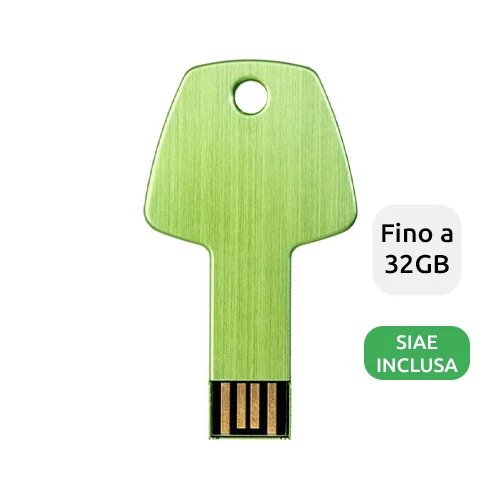 Chiavetta USB in alluminio a forma di chiave di vari colori da 1GB a 32GB