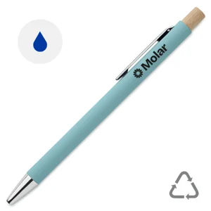 Penna a sfera in alluminio riciclato con finitura gommata refill blu