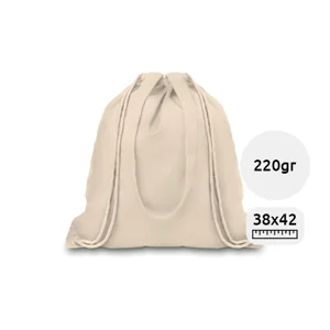 Sacca in canvas naturale con manici e chiusura a coulisse da 220gr 38x42cm