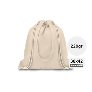 Sacca in canvas naturale con manici e chiusura a coulisse da 220gr 38x42cm