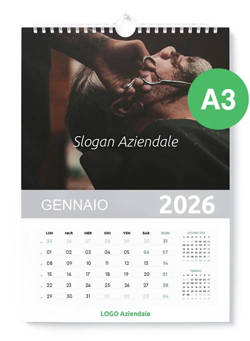 Calendari Aziendali da Parete Personalizzati formato A3. Possibilità di richiedere anche il progetto grafico