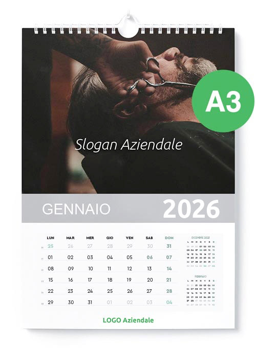 Calendari Aziendali da Parete Personalizzati formato A3. Possibilità di richiedere anche il progetto grafico