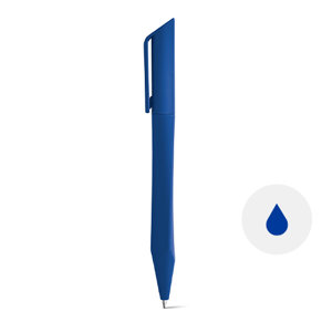Penna a sfera in plastica colorata con meccanismo a rotazione e refill blu