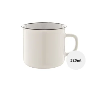 Tazza vintage in ceramica con bordino nero, interno bianco ed esterno colorato 320ml