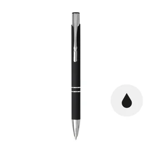 Penna a sfera in alluminio con rivestimento in gomma e finiture cromate refill nero