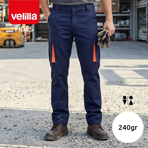 Pantaloni da lavoro VELILLA FIDES elasticizzati bicolore con diverse tasche in cotone e poliestere da 240gr