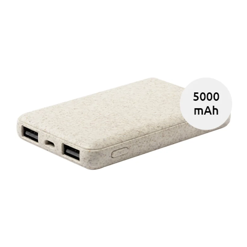 Power bank in plastica ecologica di paglia di grano da 5000mAh