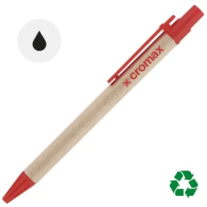 Penna a sfera in carta riciclata e plastica colorata con meccanismo a scatto e refill nero