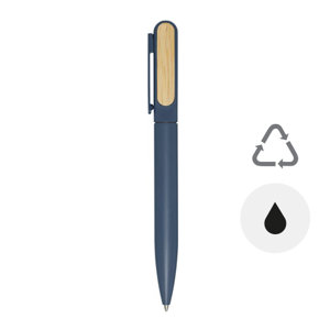 Penna a sfera in alluminio e plastica riciclata e particolare in bambù refill nero