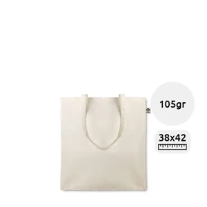 Shopper in cotone organico con manici lunghi in colore naturale da 105gr 38x42cm