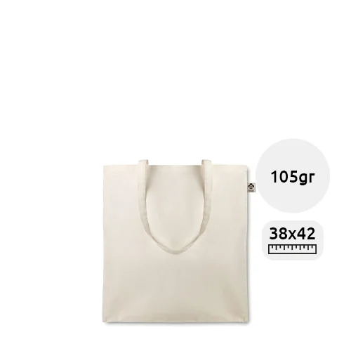 Shopper in cotone organico con manici lunghi in colore naturale da 105gr 38x42cm