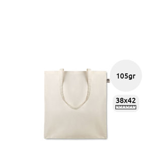 Shopper in cotone organico con manici lunghi in colore naturale da 105gr 38x42cm