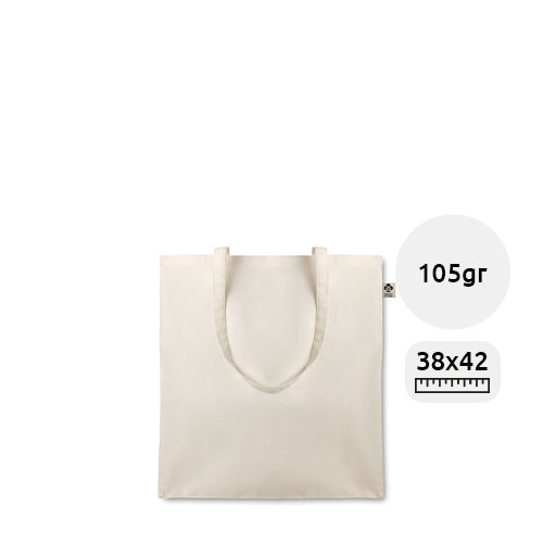 Shopper in cotone organico con manici lunghi in colore naturale da 105gr 38x42cm