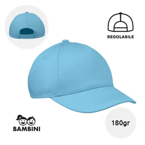 Cappellino per bambini in cotone 180gr a 5 pannelli con chiusura a velcro