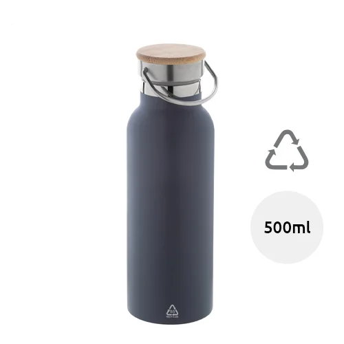 Borraccia in acciaio inox riciclato a doppia parete con coperchio in bambù 500ml 