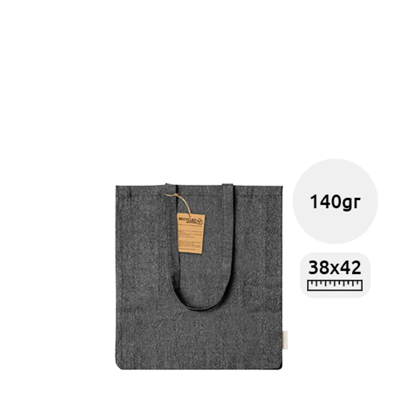 Shopper in cotone riciclato con soffietto e manici lunghi da 140gr 38×42×8cm