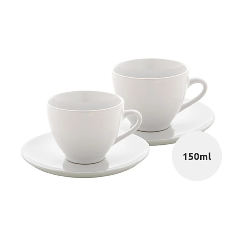 Set di 2 tazze da cappuccino e piattini in ceramica 150ml