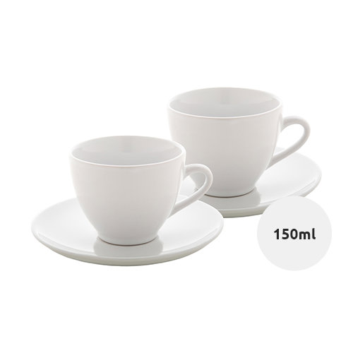 Set di 2 tazze da cappuccino e piattini in ceramica 150ml