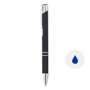 Penna a sfera con finitura gommata disponibile in vari colori con meccanismo a scatto e refill blu
