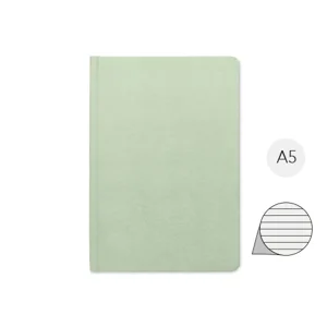 Block notes A5 con copertina rigida e 160 pagine a righe in PLA