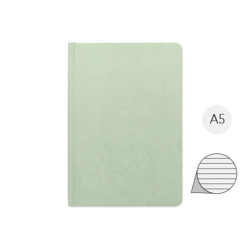 Block notes A5 con copertina rigida e 160 pagine a righe in PLA