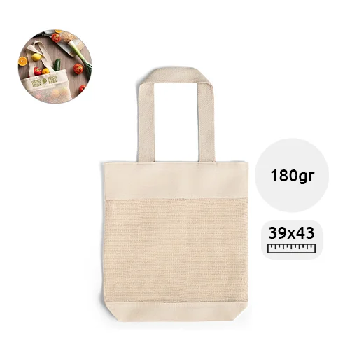 Shopper in cotone 100% con rete da 180 gr 39x43x8cm