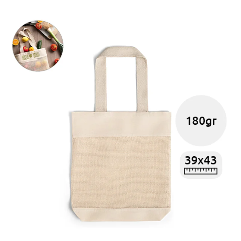 Shopper in cotone 100% con rete da 180 gr 39x43x8cm