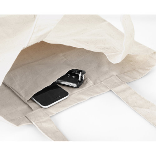 Shopper in Cotone a soffietto con tasca interna e manici lunghi 280gr 45x38cm