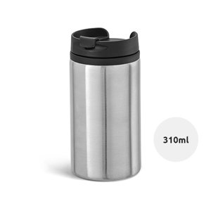 Bicchiere da viaggio in acciaio inox a doppio strato e plastica con base antiscivolo 310ml